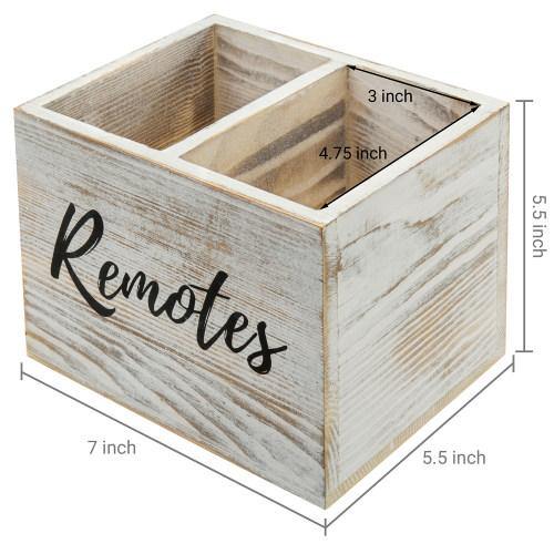 Shabby Whitewashed Wood Remote Control Organizer - Mygiftss