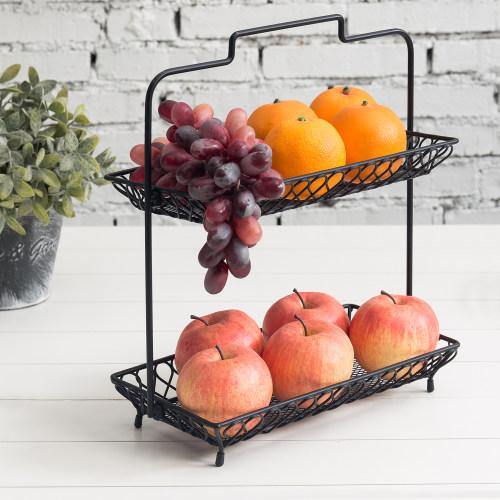 Vintage Design Black Metal Wire Fruit Basket - Mygiftss
