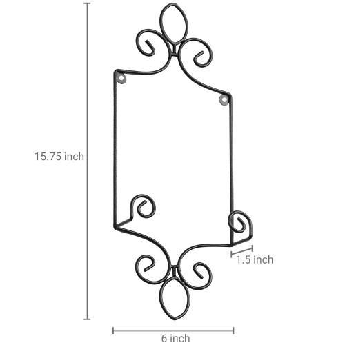 Vintage Plate Holder Rack with Black Metal Scrollwork - Mygiftss