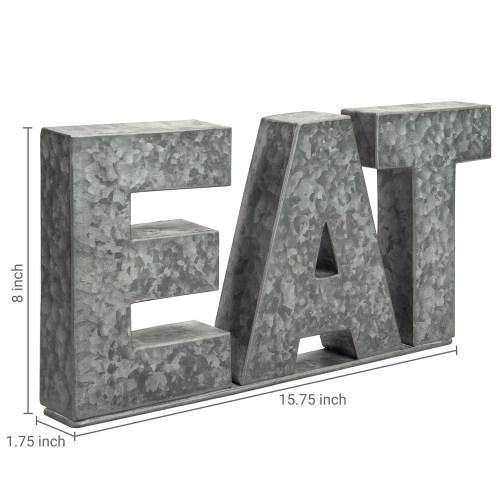 Galvanized Silver Metal Cutout Letters Sign EAT - Mygiftss