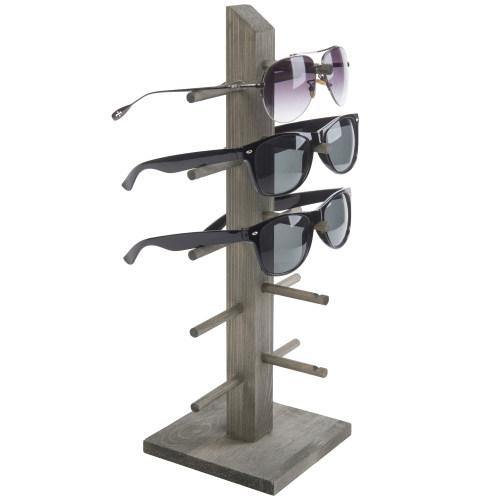 5-Pair Sunglass/Jewelry Display Stand, Gray Wood - Mygiftss