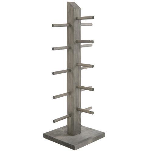 5-Pair Sunglass/Jewelry Display Stand, Gray Wood - Mygiftss