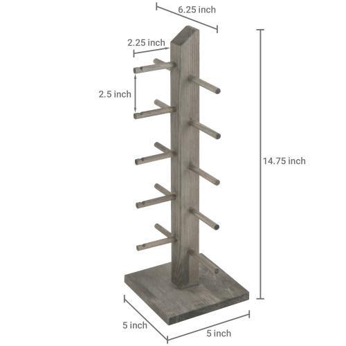 5-Pair Sunglass/Jewelry Display Stand, Gray Wood - Mygiftss