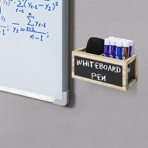 Magnetic Burnt Wood and Metal Wire Dry Erase Organizer w/ Chalkboard - Mygiftss