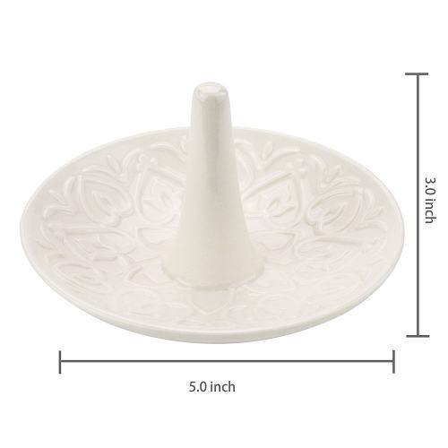 White Ceramic Ring Dish, Heart Design - Mygiftss