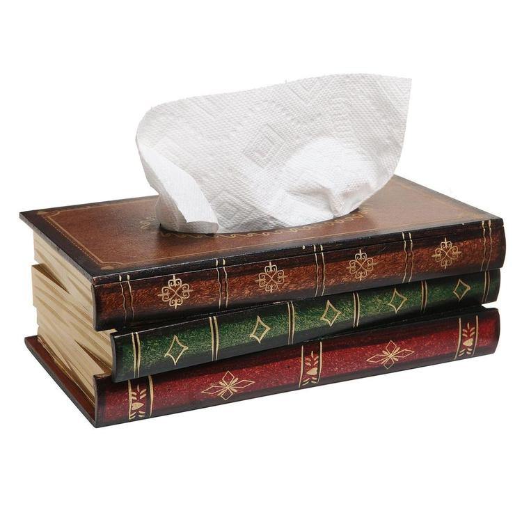 Antique Book Design Wood Bathroom Tissue Box Cover - Mygiftss