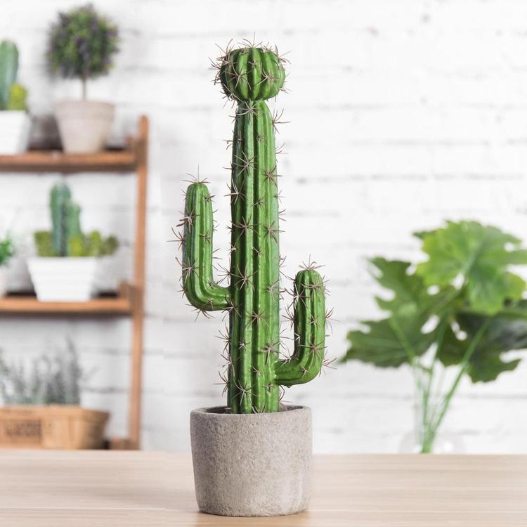 13-inch Artificial Saguaro Cactus in Cement Planter Pot - Mygiftss Enterprise LLC