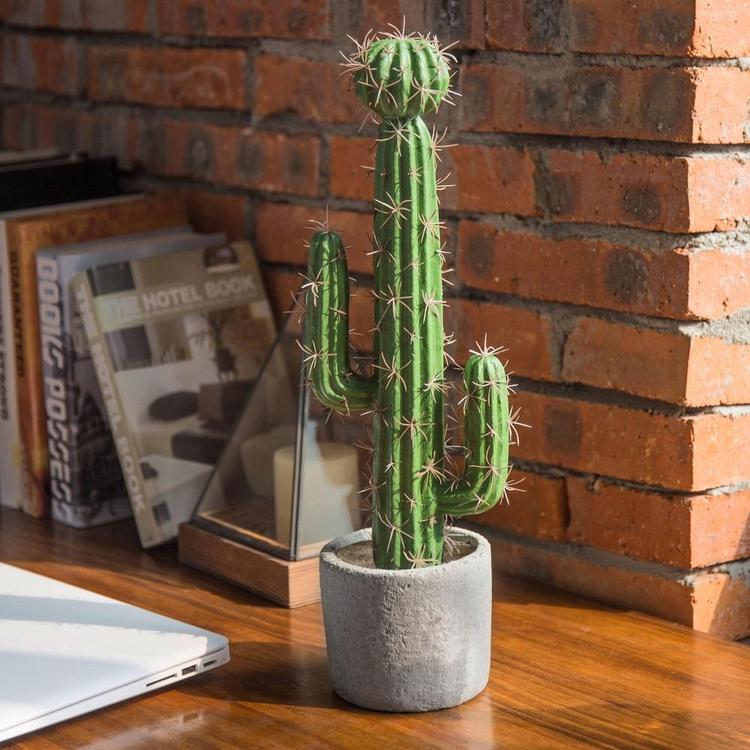 13-inch Artificial Saguaro Cactus in Cement Planter Pot - Mygiftss Enterprise LLC