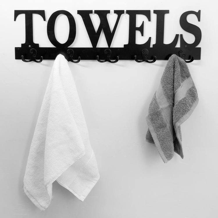 Bathroom Rack with Cutout Design, Black Metal - Mygiftss