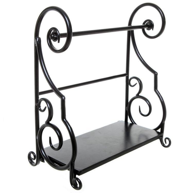 Black Metal Countertop Paper Towel Holder with Condiment Shel - Mygiftss