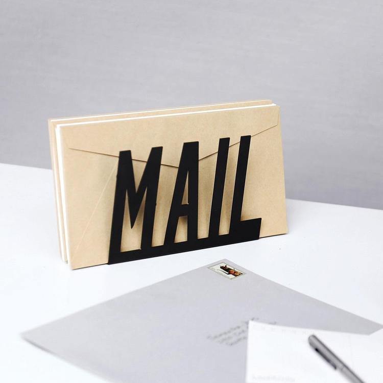 Black Metal Desktop Cutout MAIL Letter Holder - Mygiftss