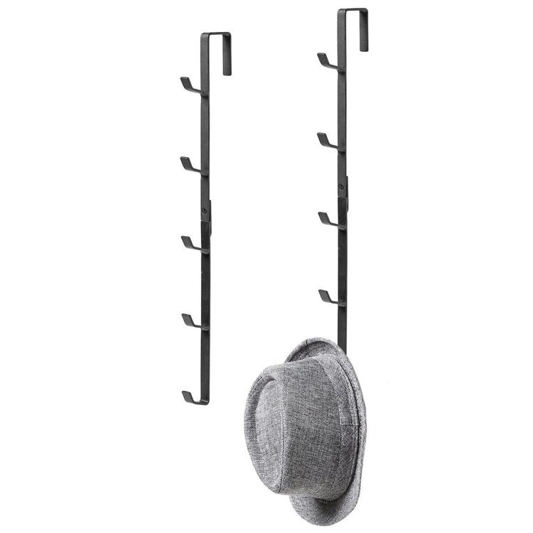 Black Metal Over-the-Door Coat, Hat & Purse Rack with 5 Hooks, Set of 2 - Mygiftss Enterprise LLC