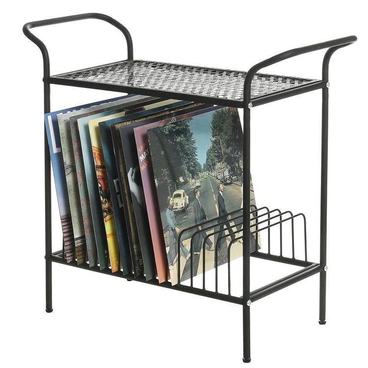 Black Metal Record Player Stand - Mygiftss