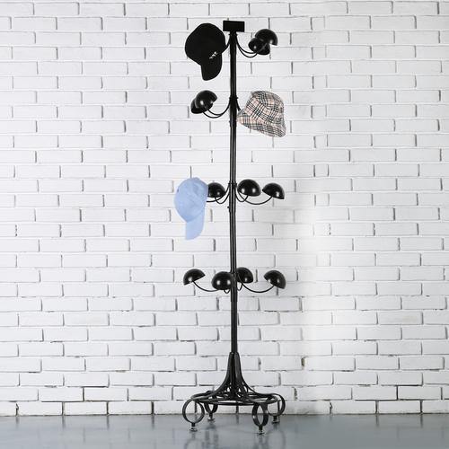 Black Metal Rotating Hat & Wig Holder Rack - Mygiftss