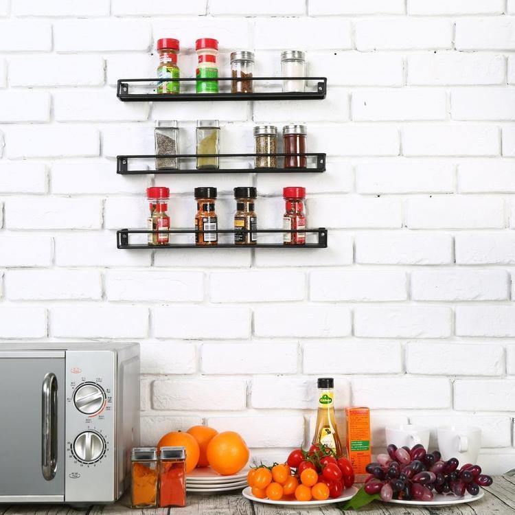 Black Metal Wall-Mounted Nail Polish & Essential Oils Shelves, Set of 3 - Mygiftss