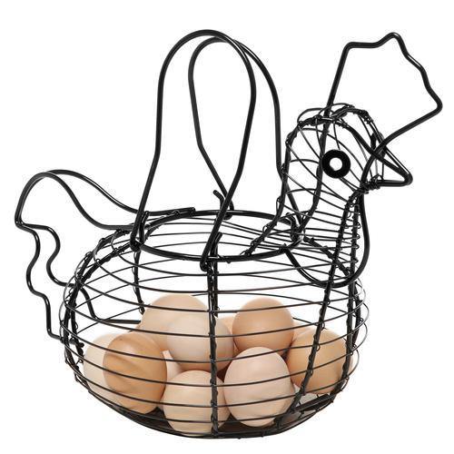 Black Metal Wire Chicken Egg Basket/Decorative Kitchen Baskets - Mygiftss