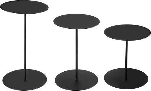 Black Round Metal Pedestal Display Risers Stand, Set of 3 - Mygiftss