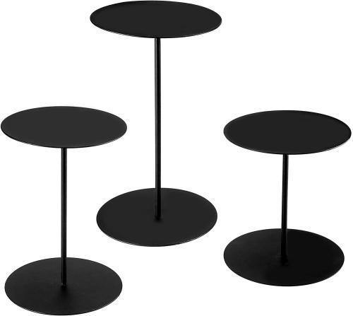 Black Round Metal Pedestal Display Risers Stand, Set of 3 - Mygiftss