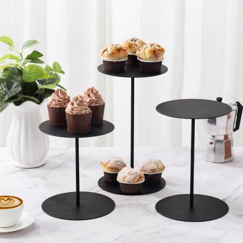 Black Round Metal Pedestal Display Risers Stand, Set of 3 - Mygiftss