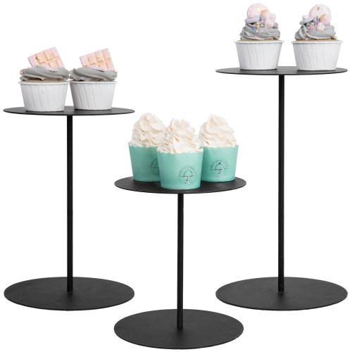 Black Round Metal Pedestal Display Risers Stand, Set of 3 - Mygiftss