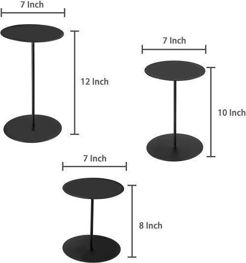 Black Round Metal Pedestal Display Risers Stand, Set of 3 - Mygiftss