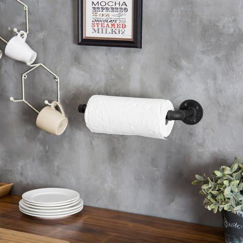 Black Wall-Mounted Industrial Pipe Paper Towel Holder - Mygiftss