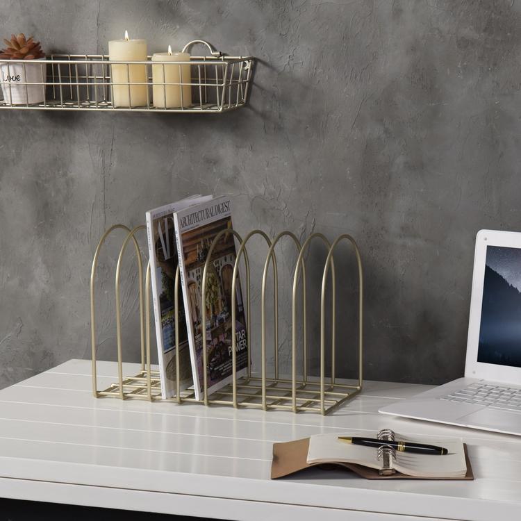 Brass Toned Wire Arch Organizer Rack