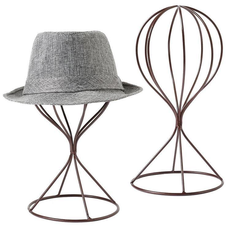 Brown Metal Wire Hat Display Stands, Set of 2 - Mygiftss