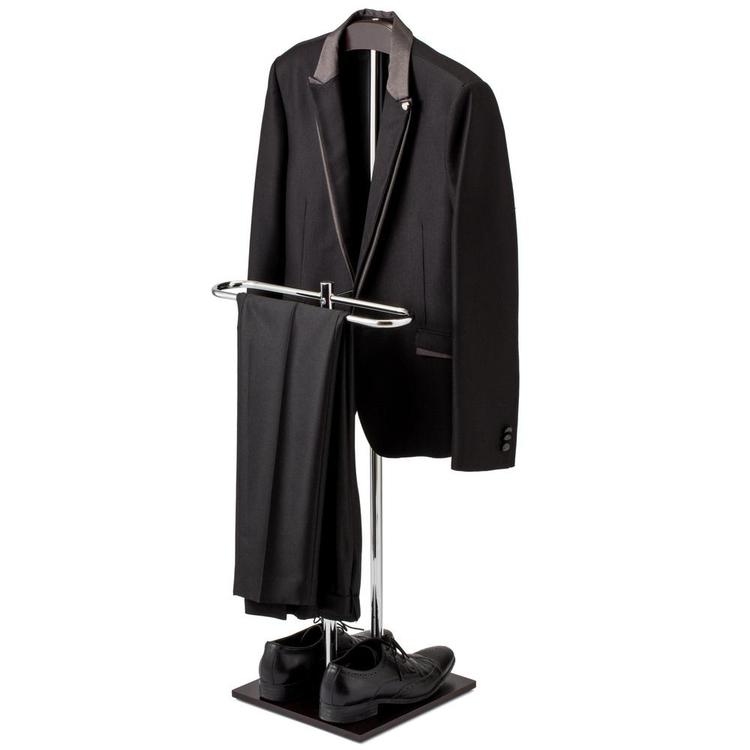 Brown Wood & Metal Suit Valet Garment Floor Stand - Mygiftss Enterprise LLC