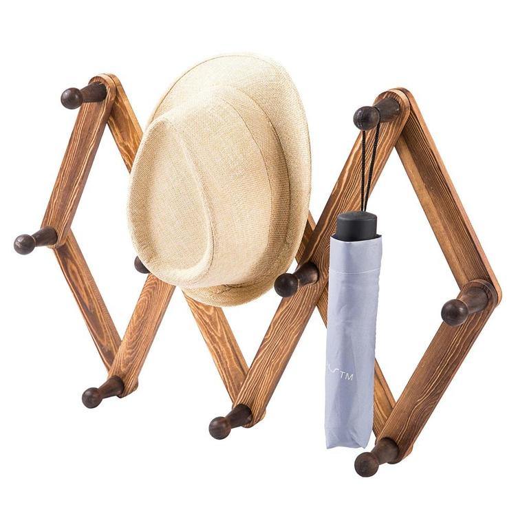 Burnt Wood Accordion Peg Coat Rack - Mygiftss