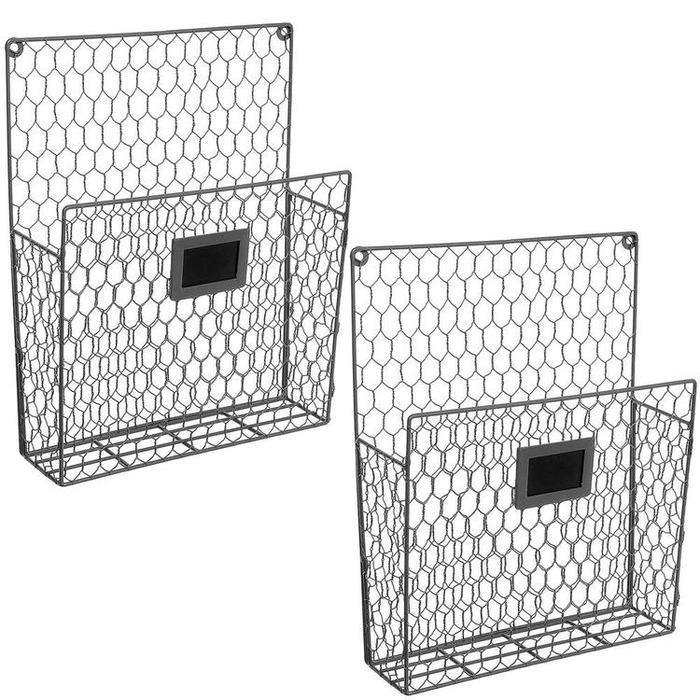 Chicken Wire Baskets w/ Chalkboard Label, Gray, Set of 2 - Mygiftss