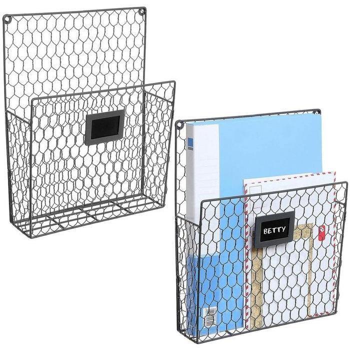 Chicken Wire Baskets w/ Chalkboard Label, Gray, Set of 2 - Mygiftss