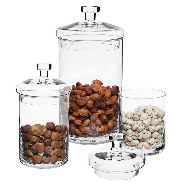 Clear Decorative Glass Jars with Lids, Set of 3 - Mygiftss