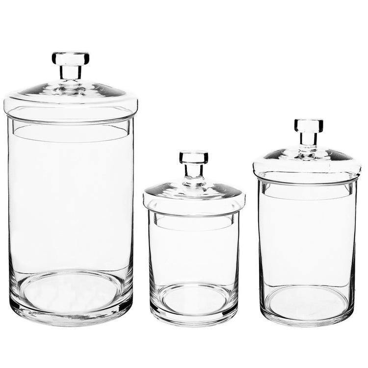 Clear Decorative Glass Jars with Lids, Set of 3 - Mygiftss