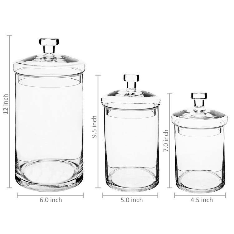 Clear Decorative Glass Jars with Lids, Set of 3 - Mygiftss