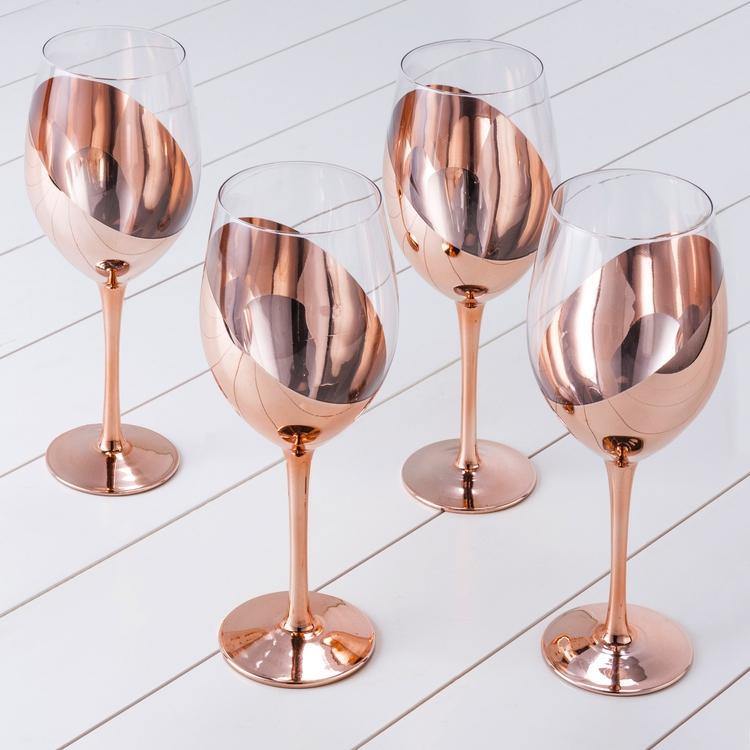 Copper-Dipped Wine Glasses, Set of 4 - Mygiftss