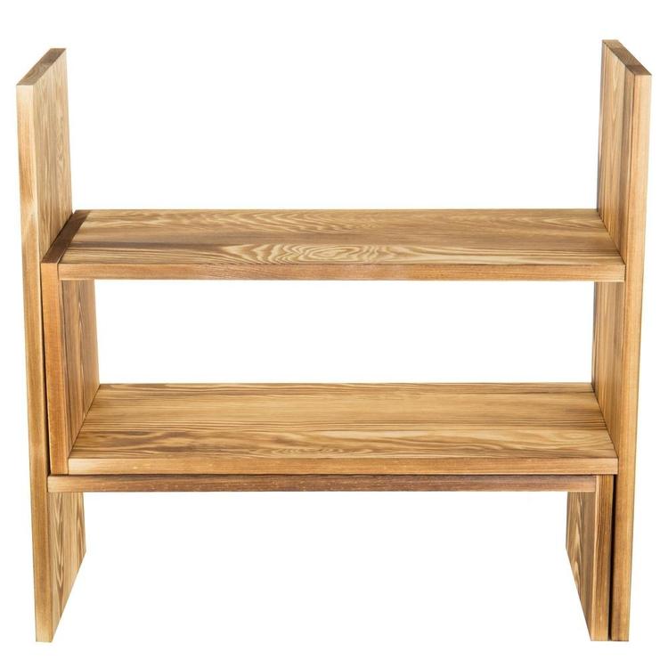 Dark Brown Wood Adjustable Desktop Storage Display Rack - Mygiftss Enterprise LLC