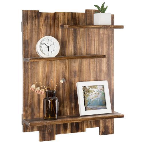 Dark Brown Wood Pallet-Style Wall Mounted Shelf - Mygiftss