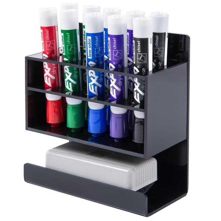 Wall-Mounted 2-Tier Acrylic 10-Slot Dry Erase Marker and Eraser Holder Stand - Mygiftss Enterprise LLC