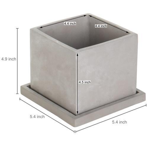 Gray Clay Cube Planters with Removable Trays, Set of 2 - Mygiftss