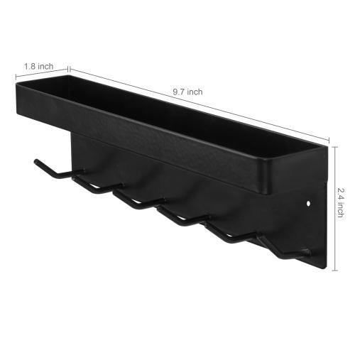Wall-Mounted Black Metal Key Holder with Top Shelf - Mygiftss