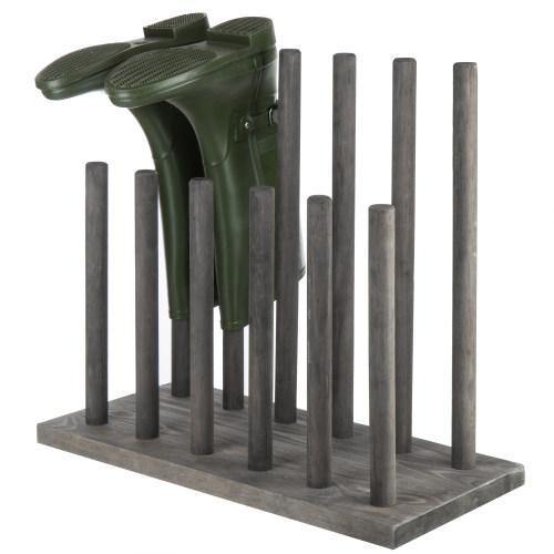 Distressed Gray Wood 6-Pair Boot Storage Rack - Mygiftss