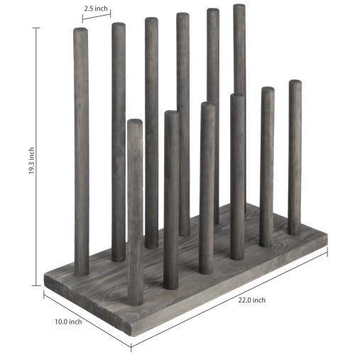 Distressed Gray Wood 6-Pair Boot Storage Rack - Mygiftss
