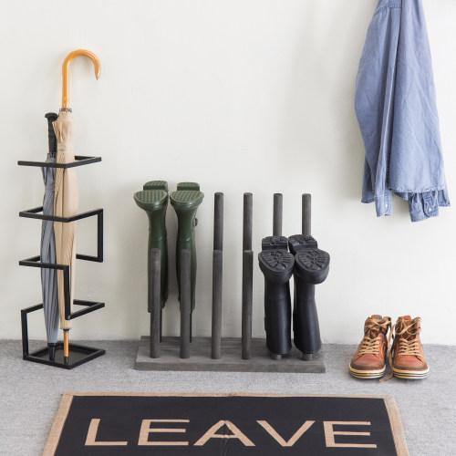 Distressed Gray Wood 6-Pair Boot Storage Rack - Mygiftss