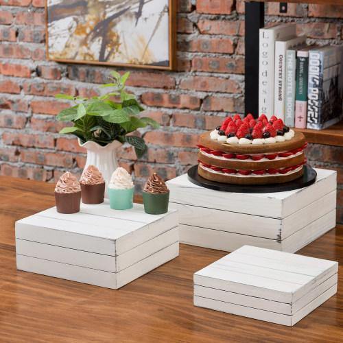 Distressed White Wood Nesting Crate Display Stands, Set of 3 - Mygiftss
