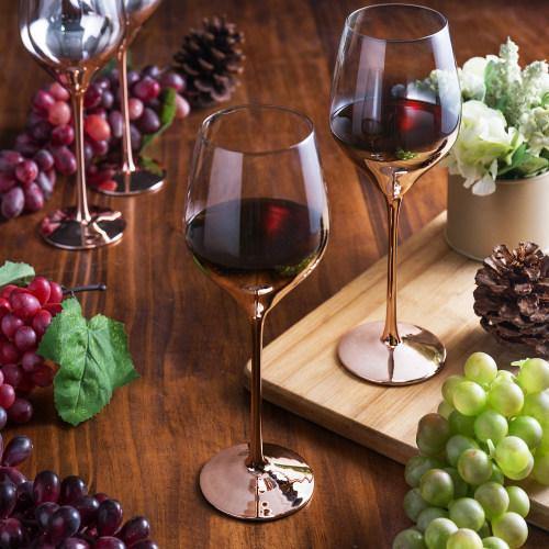 Electroplated Crystal Rose Gold Wine Glasses, Set of 4 - Mygiftss