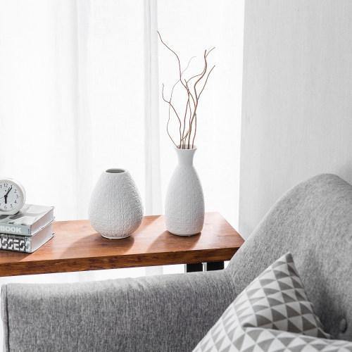 Elegant Matte White Art Deco Floral Embossed Ceramic Vase, Set of 2 - Mygiftss
