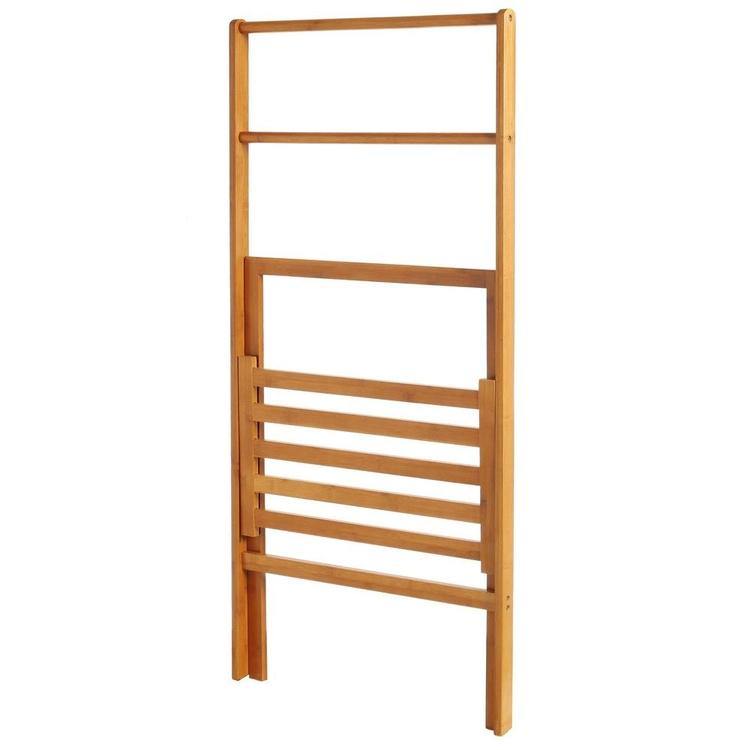 Freestanding Bamboo Towel Stand with Shelf, Natural Brown - Mygiftss