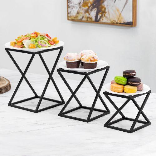 Geometric Matte Black Metal Pizza Display Riser Stands, Set of 3 - Mygiftss