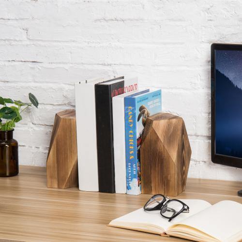 Geometric Style Wood Bookends - Mygiftss